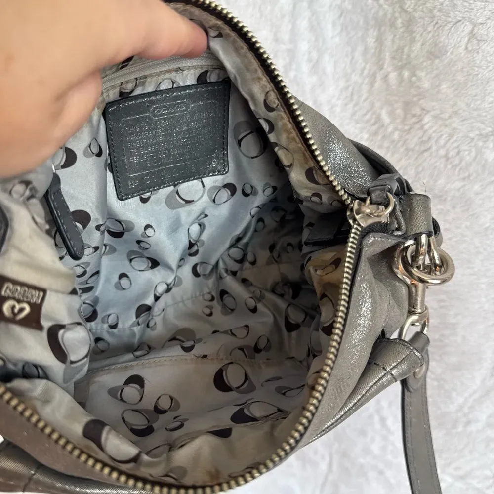Coach Metallic Silver Poppy 2-Way Bag